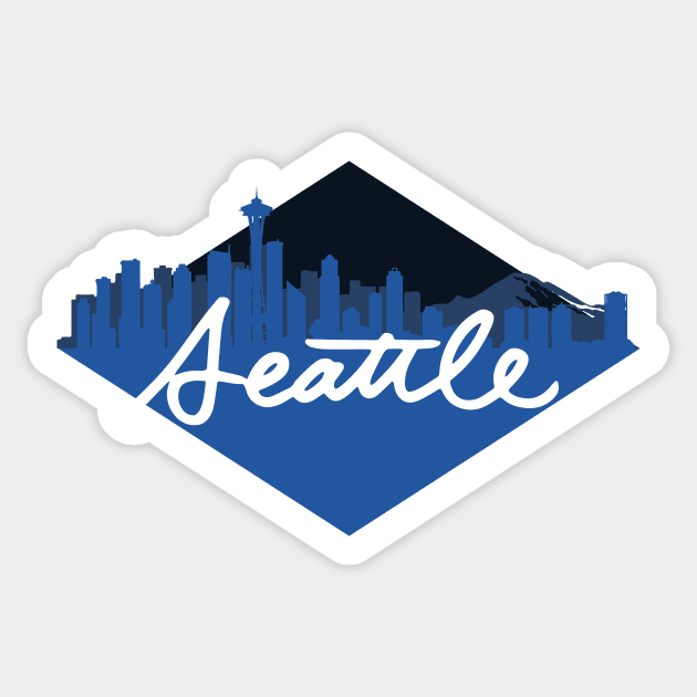 Seattle Skyline Blue Cursive Sticker by polliadesign